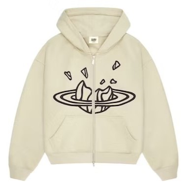 Broken Planet Zip Up Bone White Hoodie